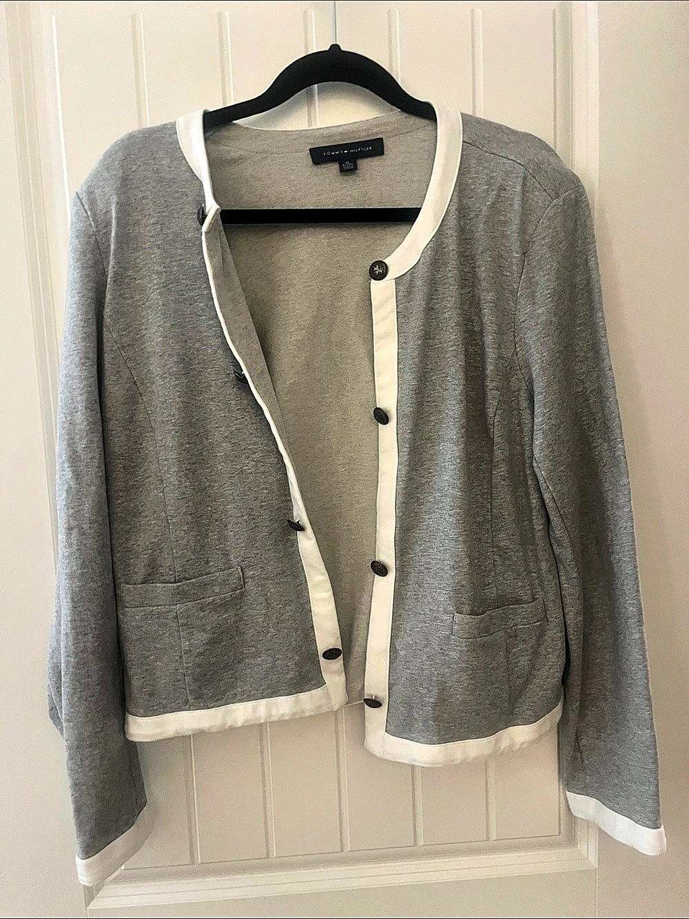 Tommy Hilfiger Gray White Trim Blazer Size Large